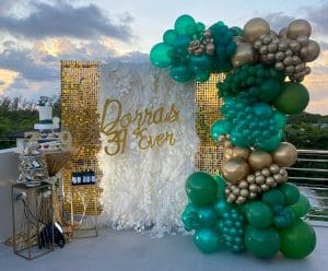 Birthday Decoration Green Balloons Backdrop