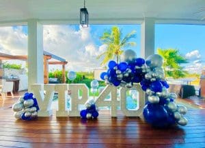 Blue and Silver Balloon Backdrop