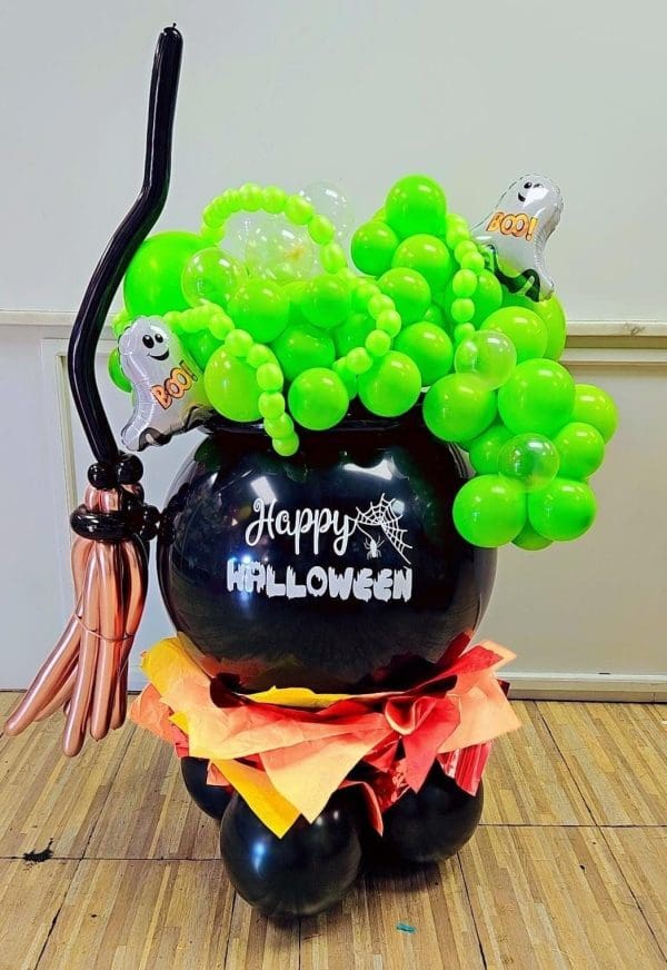 Halloween Witch With Cauldron Balloons