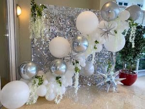 White And Silver Balloon Backdrop